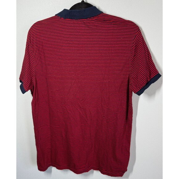 NWT JC Penny Polo Shirt Mens Large Red/Blue Striped Short Sleeve Casual - Picture 2 of 10
